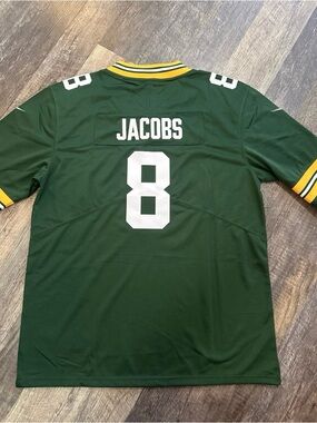 Nike Green "Jacobs 8" Football Jersey with White and Yellow Accents